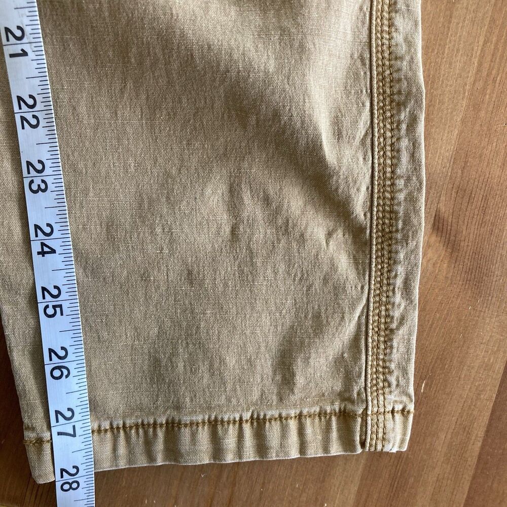 By Anthropologie Pants Size 27 Khaki The Wanderer Cotton Linen Blnd Straight Leg - Picture 14 of 15